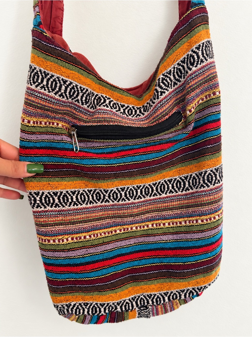 Colorful Boho Woven Crossbody Hobo Bag Southwestern Hippie Festival